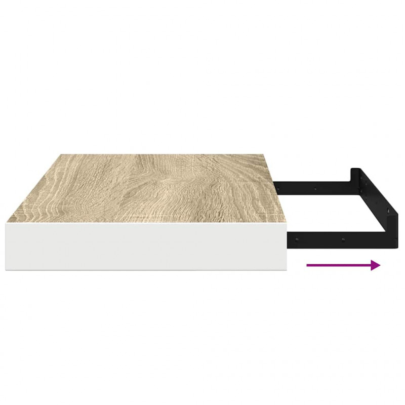 Półki ścienne, 4 szt., kolor dębu i biel, 50x23x3,8 cm, MDF