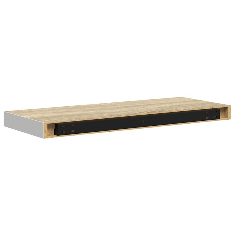 Półka ścienna, kolor dębowy i biały, 60x23,5x3,8 cm, MDF