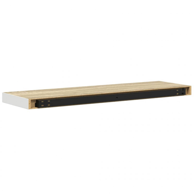 Półki ścienne, 2 szt., dębowo-białe, 80x23,5x3,8 cm, MDF