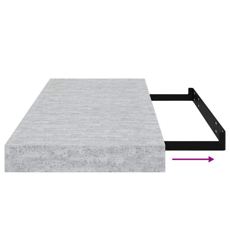 Półki ścienne, 2 szt., szarość betonu, 60 x 23,5 x 3,8 cm, MDF