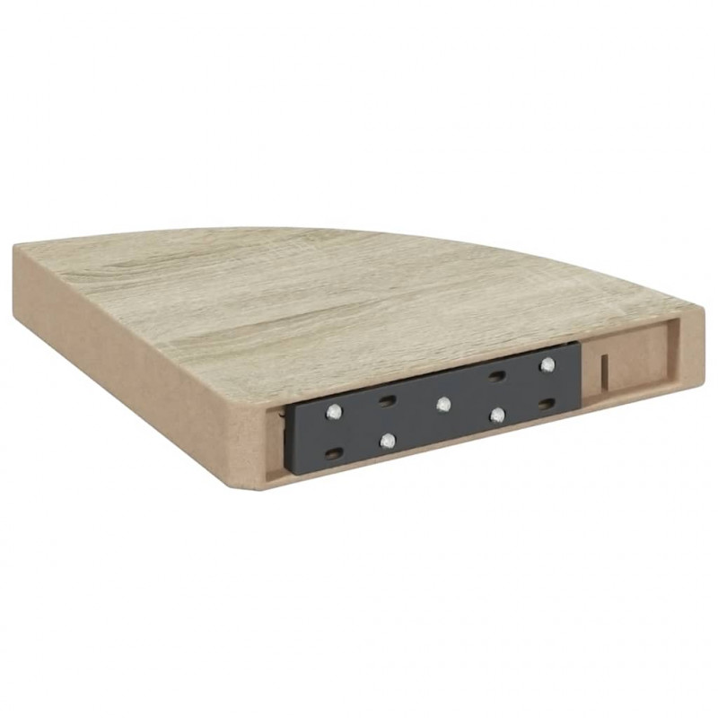 Narożne półki ścienne, 2 szt., dąb i biel, 25x25x3,8 cm, MDF