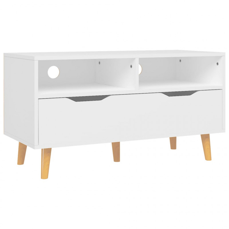 Szafka pod TV, biała, 90x40x48,5 cm, materiał drewnopochodny