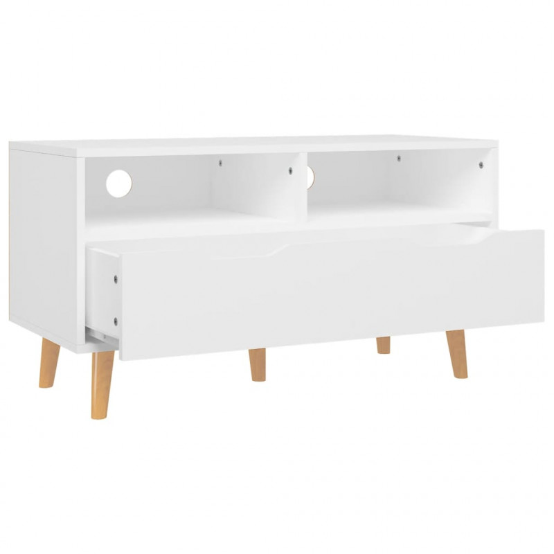 Szafka pod TV, biała, 90x40x48,5 cm, materiał drewnopochodny
