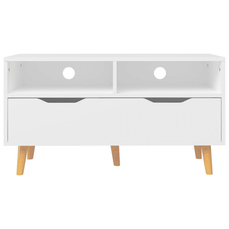Szafka pod TV, biała, 90x40x48,5 cm, materiał drewnopochodny