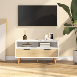 Szafka pod telewizor, biel i dąb sonoma, 90x40x48,5 cm