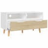 Szafka pod telewizor, biel i dąb sonoma, 90x40x48,5 cm