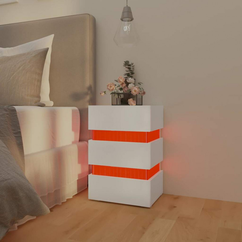 Szafka nocna z LED, biała, 45x35x67 cm, materiał drewnopochodny