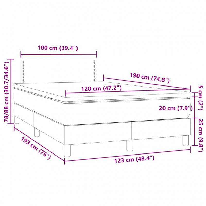 Łóżko kontynentalne z materacem i LED, ciemna zieleń, 120x190cm