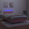 Łóżko kontynentalne z materacem i LED, róż, 120x190 cm, aksamit