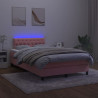 Łóżko kontynentalne z materacem i LED, różowe, 120x190 cm