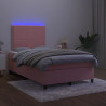 Łóżko kontynentalne z materacem i LED, różowe, 120x190 cm