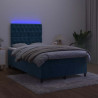 Łóżko kontynentalne z materacem i LED, granatowe, 120x190 cm