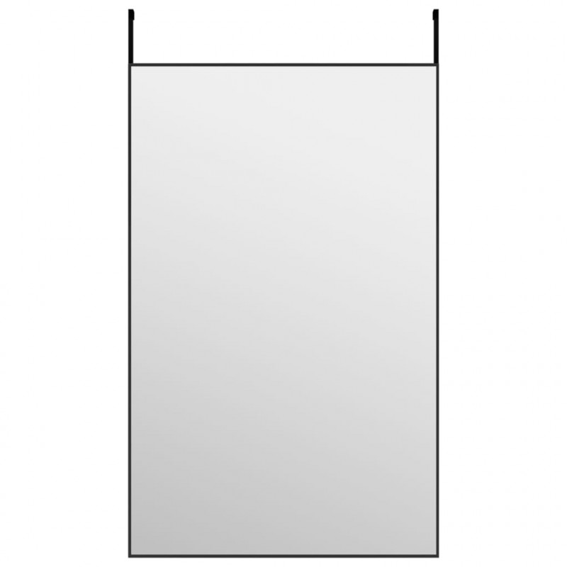 Lustro na drzwi, czarne, 50x80 cm, szkło i aluminium