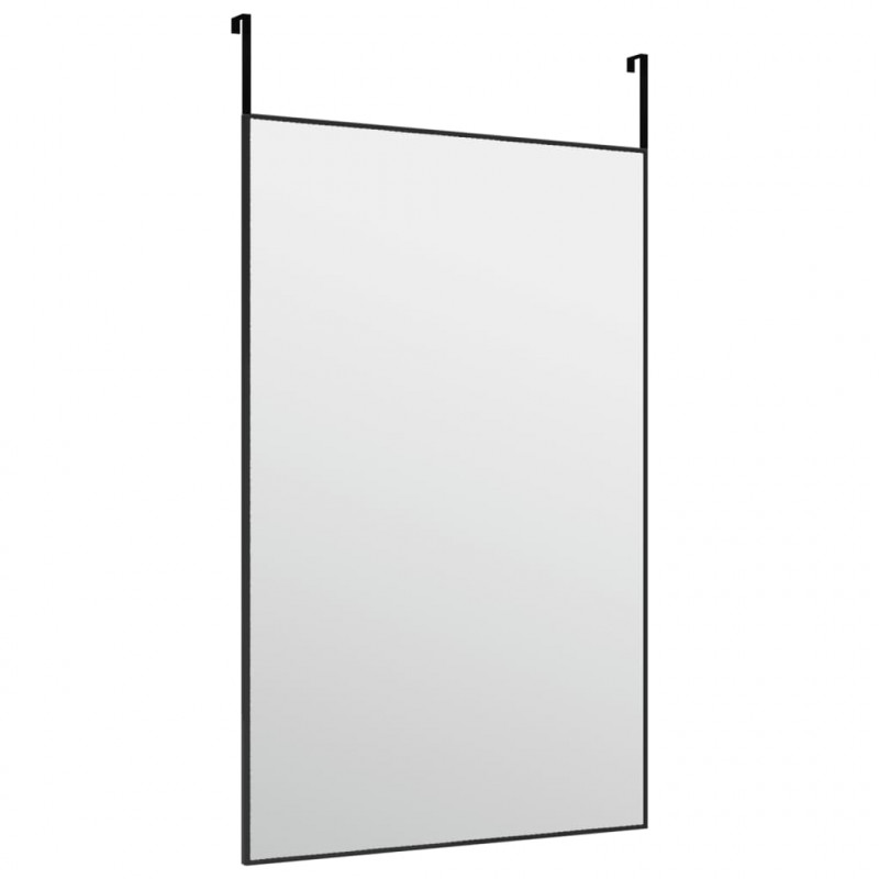 Lustro na drzwi, czarne, 50x80 cm, szkło i aluminium