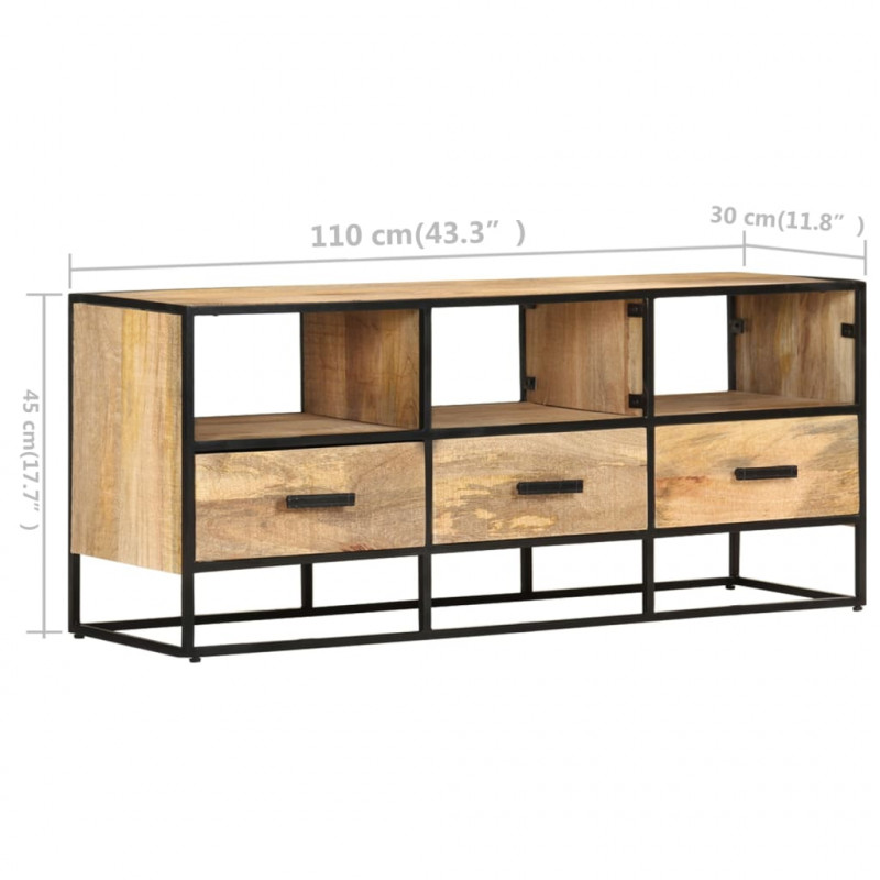Szafka pod telewizor, 110x30x45 cm, surowe drewno mango