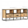 Szafka pod telewizor, 110x30x45 cm, surowe drewno mango