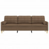 3-osobowa sofa z poduszkami, brązowa, 210 cm, obita tkaniną