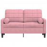 2-osobowa sofa z poduszkami, różowa, 120 cm, aksamit