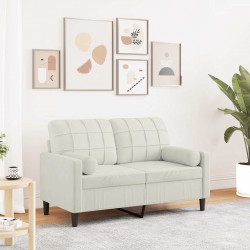 2-osobowa sofa z poduszkami, kremowa, 120 cm, aksamit