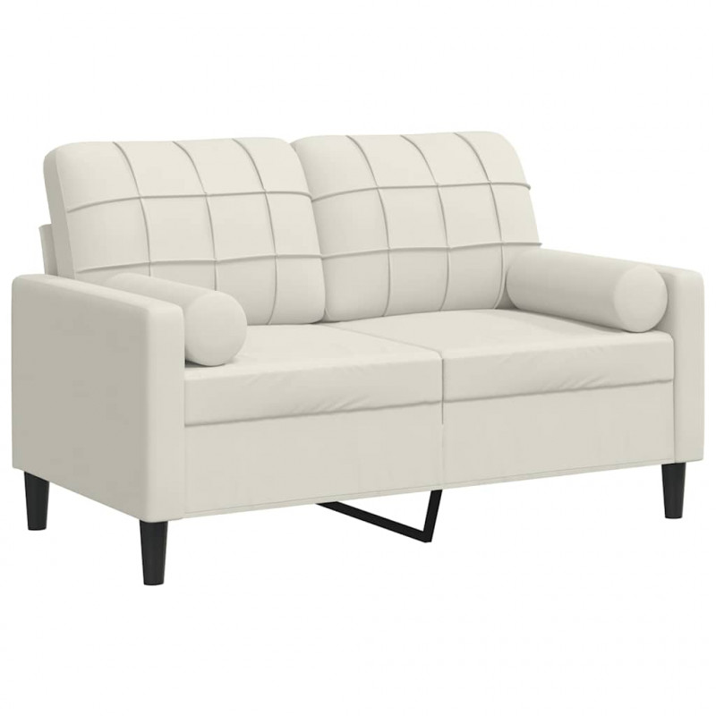 2-osobowa sofa z poduszkami, kremowa, 120 cm, aksamit