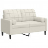 2-osobowa sofa z poduszkami, kremowa, 120 cm, aksamit