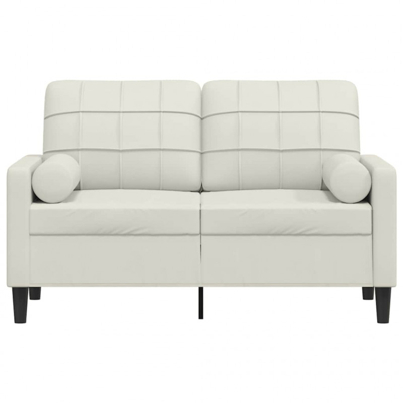 2-osobowa sofa z poduszkami, kremowa, 120 cm, aksamit