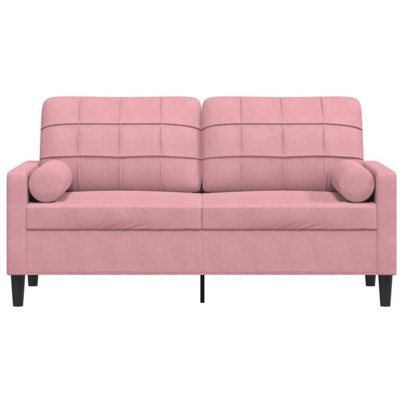 2-osobowa sofa z poduszkami, różowa, 140 cm, aksamit