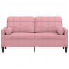 2-osobowa sofa z poduszkami, różowa, 140 cm, aksamit