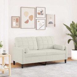 2-osobowa sofa z poduszkami, kremowa, 140 cm, aksamit