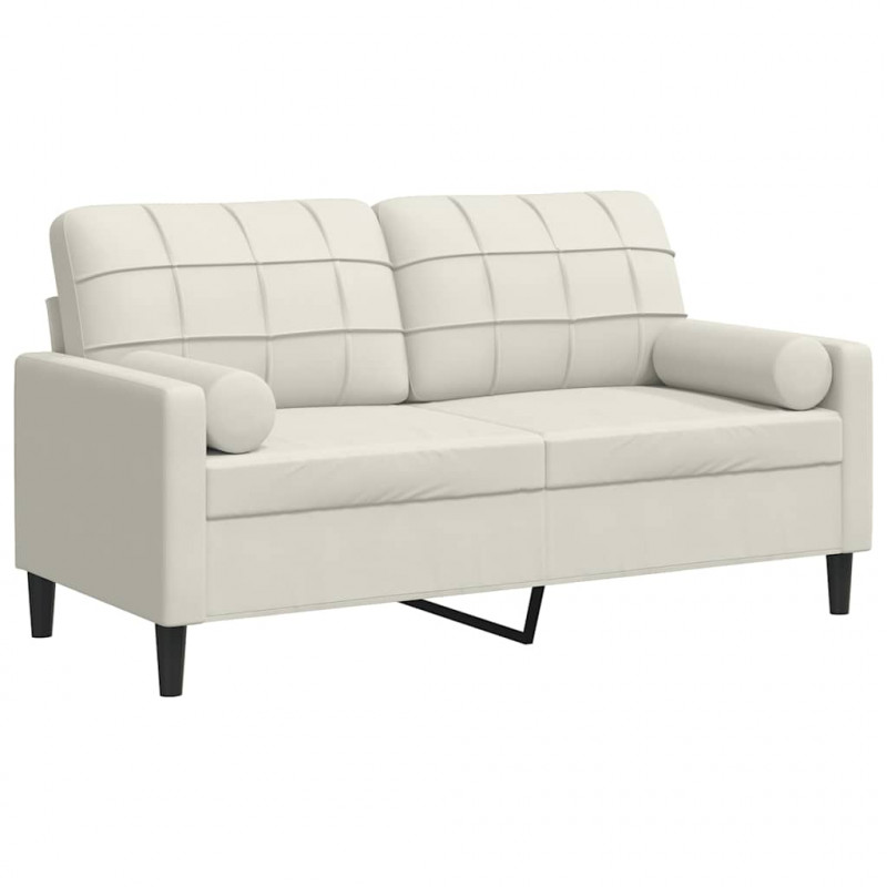 2-osobowa sofa z poduszkami, kremowa, 140 cm, aksamit