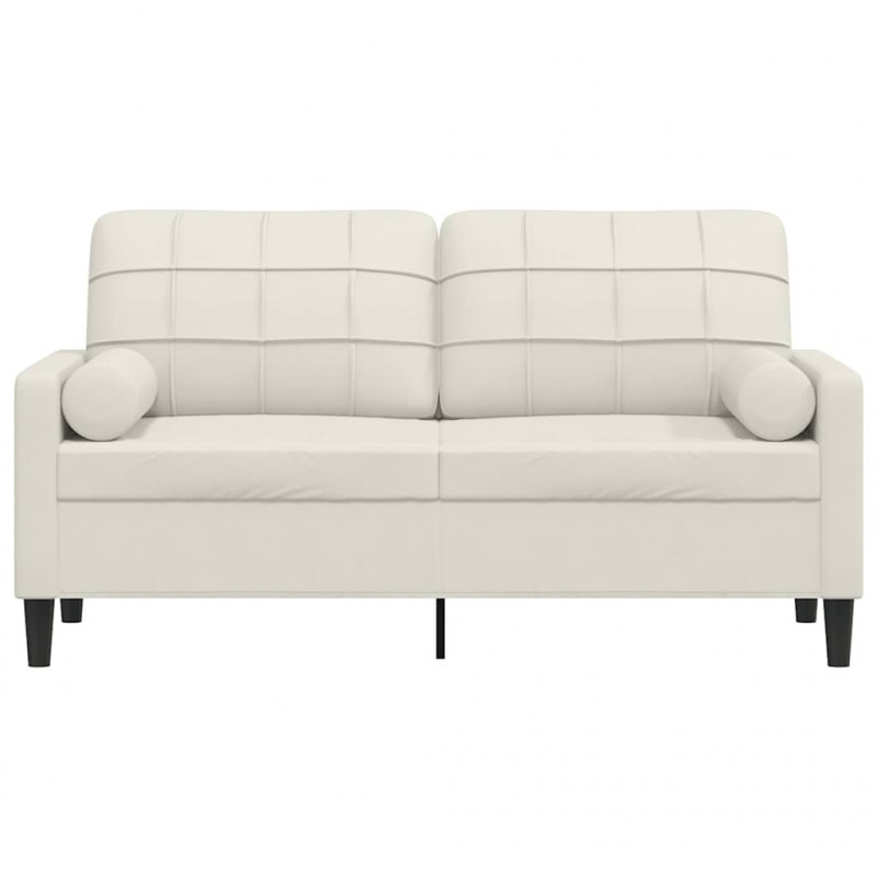 2-osobowa sofa z poduszkami, kremowa, 140 cm, aksamit