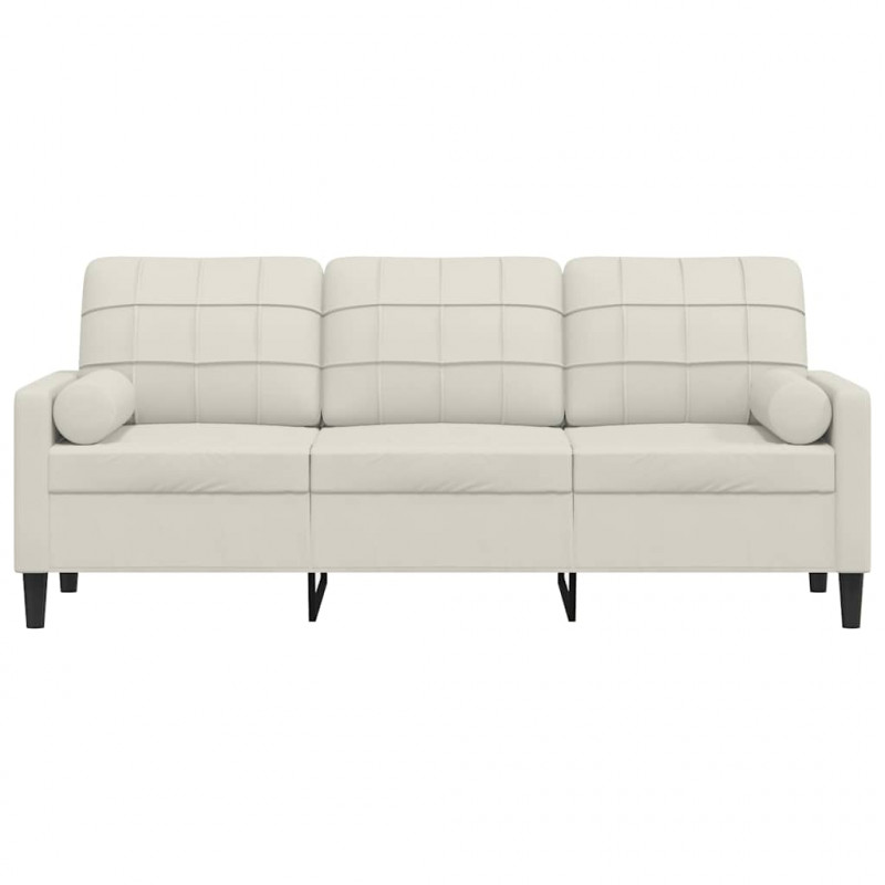 3-osobowa sofa z poduszkami, kremowa, 180 cm, aksamit
