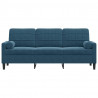 3-osobowa sofa z poduszkami, niebieska, 180 cm, aksamit