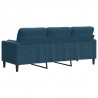 3-osobowa sofa z poduszkami, niebieska, 180 cm, aksamit