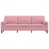 3-osobowa sofa z poduszkami, różowa, 210 cm, aksamit