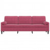 3-osobowa sofa z poduszkami, winna czerwień, 210 cm, aksamit