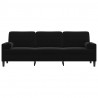 3-osobowa sofa z poduszkami, czarna, 210 cm, aksamit