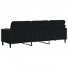 3-osobowa sofa z poduszkami, czarna, 210 cm, aksamit