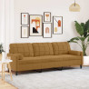 3-osobowa sofa z poduszkami, brązowa, 210 cm, aksamit