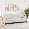 3-osobowa sofa z poduszkami, kremowa, 210 cm, aksamit