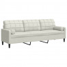 3-osobowa sofa z poduszkami, kremowa, 210 cm, aksamit