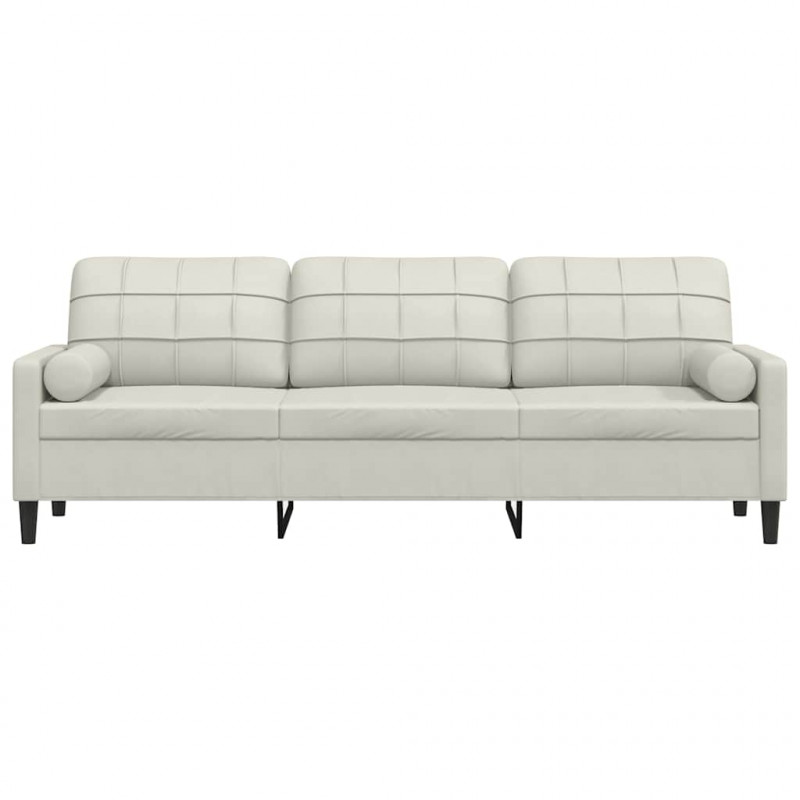 3-osobowa sofa z poduszkami, kremowa, 210 cm, aksamit