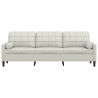 3-osobowa sofa z poduszkami, kremowa, 210 cm, aksamit