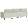 3-osobowa sofa z poduszkami, kremowa, 210 cm, aksamit