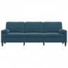 3-osobowa sofa z poduszkami, niebieska, 210 cm, aksamit