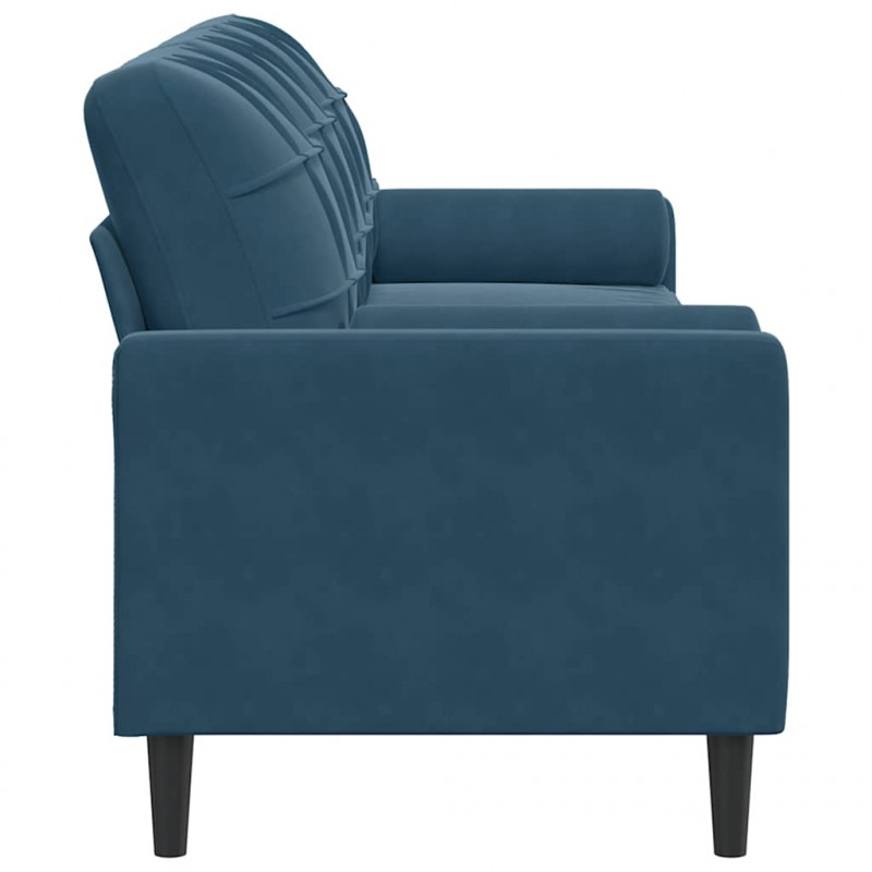 3-osobowa sofa z poduszkami, niebieska, 210 cm, aksamit