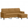 3-osobowa sofa z podnóżkiem, brązowy, 180 cm, aksamit