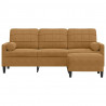 3-osobowa sofa z podnóżkiem, brązowy, 180 cm, aksamit