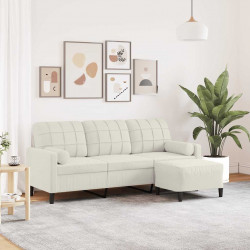 Sofa 3-osobowa, kremowa, 180 cm, tapicerowana aksamit