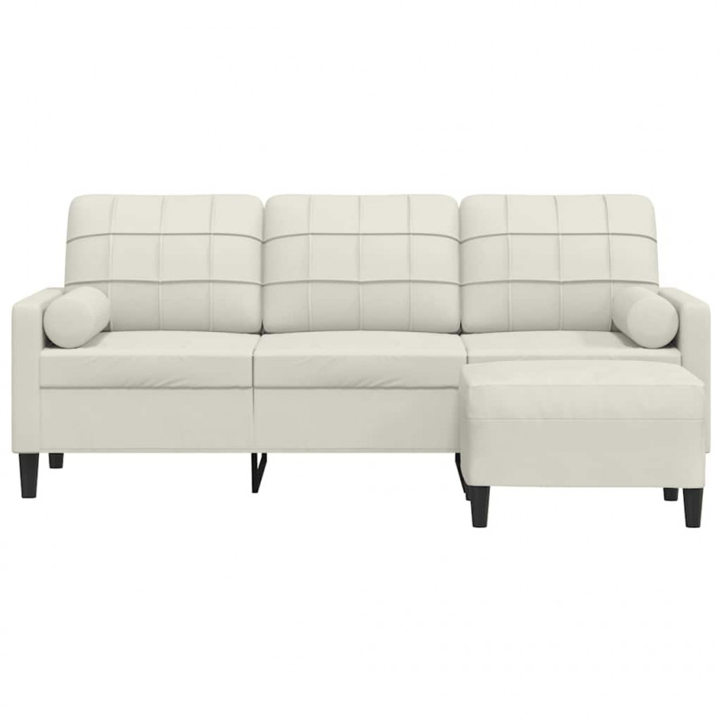 Sofa 3-osobowa, kremowa, 180 cm, tapicerowana aksamit